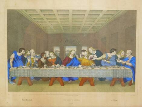 After Leonardo de Vinci. The Lord's Supper, 19thC lithograph by J Hettlinger, published in Frankfurt am Main, 33cm x 46.5cm.