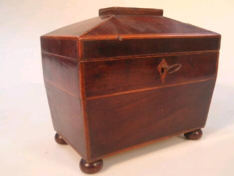 A Regency mahogany tea caddy