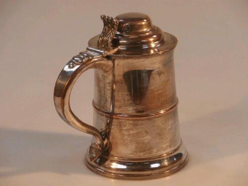 A 19thC Sheffield plate lidded tankard by Needham