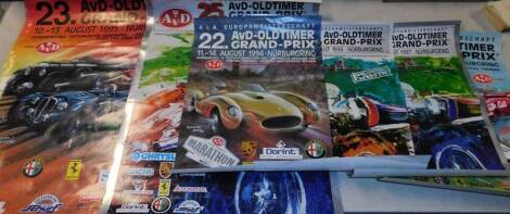 Six FIA Europameisterschaft AvD-Oldtimer Grand Prix Nurburgring race posters.