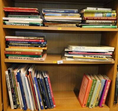 Travel and transport related books, to include books relating to steam trams, traction engines, buses, trains, etc. (3 shelves)