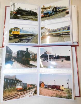 Steam locomotive and other railway related photographs, contained in albums, together with photographic slides, also contained in albums. (qty)