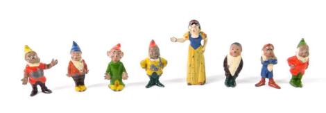 A Britains 1930's lead Snow White and the Seven Dwarves Set, No 1654.