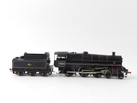 A kit built OO gauge Standard 4MT Class locomotive, BR black livery, 4-6-0, 75007.