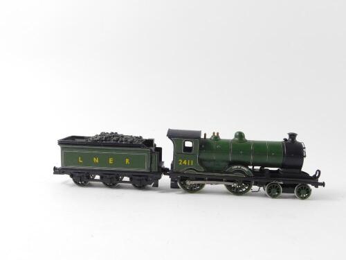 A kit built OO gauge Scott NBR Class J locomotive Lady of Avenel, LNER green livery, 4-4-0, 2411.