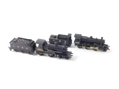 A kit built OO gauge locomotive, LMS black livery, 2-6-0, 6408., together with a OO gauge locomotive, LNER black livery, 4-4-0, 5880. (2)