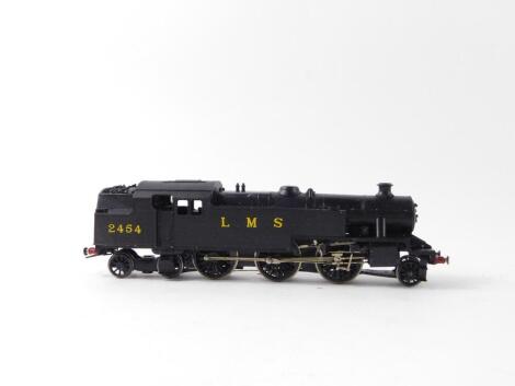 A kit built OO gauge Stanier Class 4P locomotive, LMS black livery, 2-6-4, 2454.