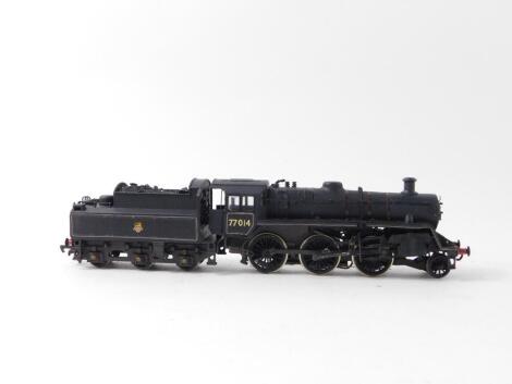 A kit built OO gauge Standard Class locomotive, BR black livery, 2-6-0, 77014.