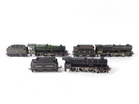 Three Palitoy Mainline Railways OO gauge locomotives, comprising Scot Class locomotive The Girl Guide, LMS black livery, 4-6-0, 6168., Jubilee Class locomotive Express, 4-6-0, 45706., and a Patriot Class locomotive Private W Wood VC, BR black livery, 4-6-