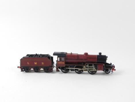 A kit built OO gauge Mogul Class locomotive, LMS red livery, 2-6-0, 13024.