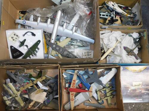 Die cast and replica scale models of airplanes and helicopters, including WWII bombers, modern jet planes, etc. (qty)