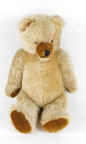 A Growler Teddy Bear, with white plush and golden mohair, snout and pads, 62cm H.