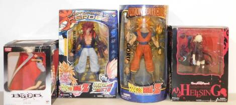 A Giant Ape Unstoppable Heroes figure modelled as a Dragon Ball Z, limited edition, similar figure by Fusion Collection, a Ymato Hellsing figure modelled as Seras Victoria and an Excellent Model Blood Series, all boxed. (4)