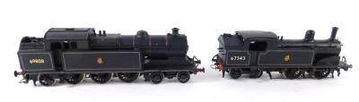 Two kit built 00 gauge locomotives, BR black livery, comprising 4-6-2, 69808, and 4-4-0, 67343.