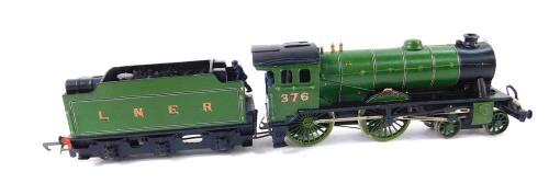 A kit built 00 gauge locomotive The Hull and Selby, LNER green livery, 4-4-0, 376.