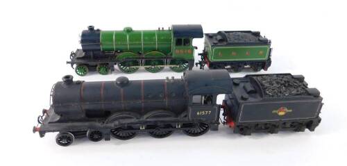 Two Hornby 00 gauge locomotives, comprising LNER green livery, 4-6-0, 8516 and British Rail black livery, 4-6-0, 61577.