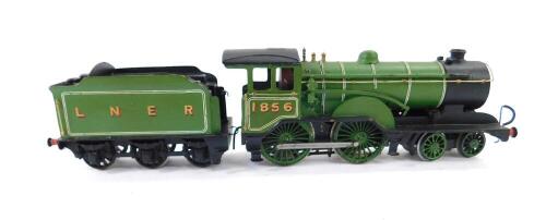 A kit built OO gauge locomotive, LNER green livery, 4-4-0, 1856.