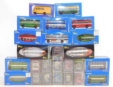 Base Toys BT Models and Brit Bus die cast models of buses, coaches, and associated vehicles, all boxed. (25)