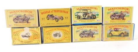 Matchbox Models of Yesteryear, die cast models by Lesney, with boxes, some possible replicas. (8)