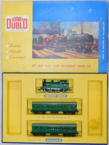 A Hornby OO gauge tank passenger train set, Southern Railways, 0-6-0, No 2007, lacking track, boxed.