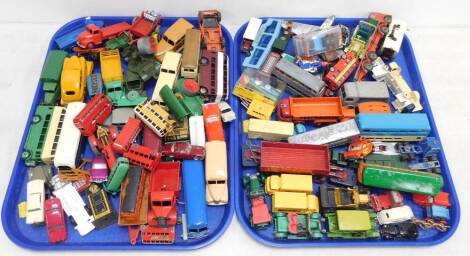 Dinky Matchbox and other die cast vintage lorries, trucks and buses, and miscellaneous vehicles. (qty)