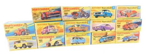 Lesney Matchbox die cast cars and other vehicles, some possible replica boxes, boxed. (14)