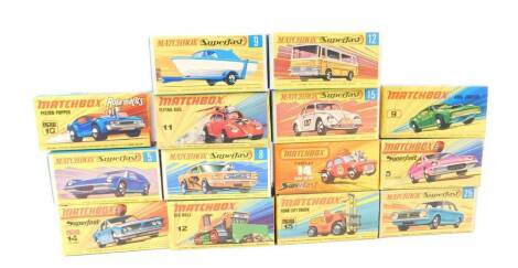 Lesney Matchbox die cast cars and other vehicles, some possible replica boxes, boxed. (14)