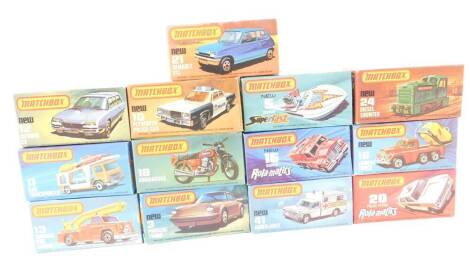 Lesney Matchbox die cast cars and other vehicles, some possible replica boxes, boxed. (13)