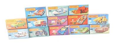 Lesney Matchbox die cast cars and other vehicles, some possible replica boxes, boxed. (13)