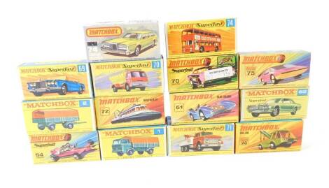 Lesney Matchbox die cast cars and other vehicles, some possible replica boxes, boxed. (14)