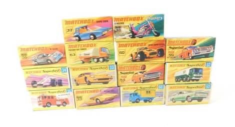 Lesney Matchbox die cast cars and other vehicles, some possible replica boxes, boxed. (14)