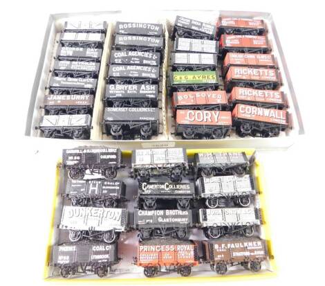 Kit built 00 gauge coal wagons, advertising various collieries. (37)