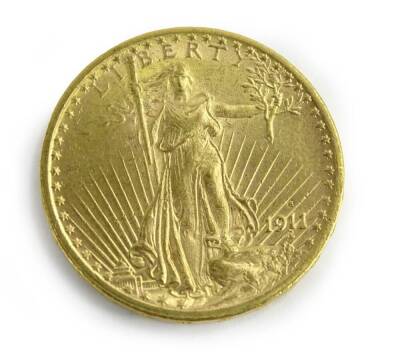 A 1911 American gold 20 dollar coin. - 2