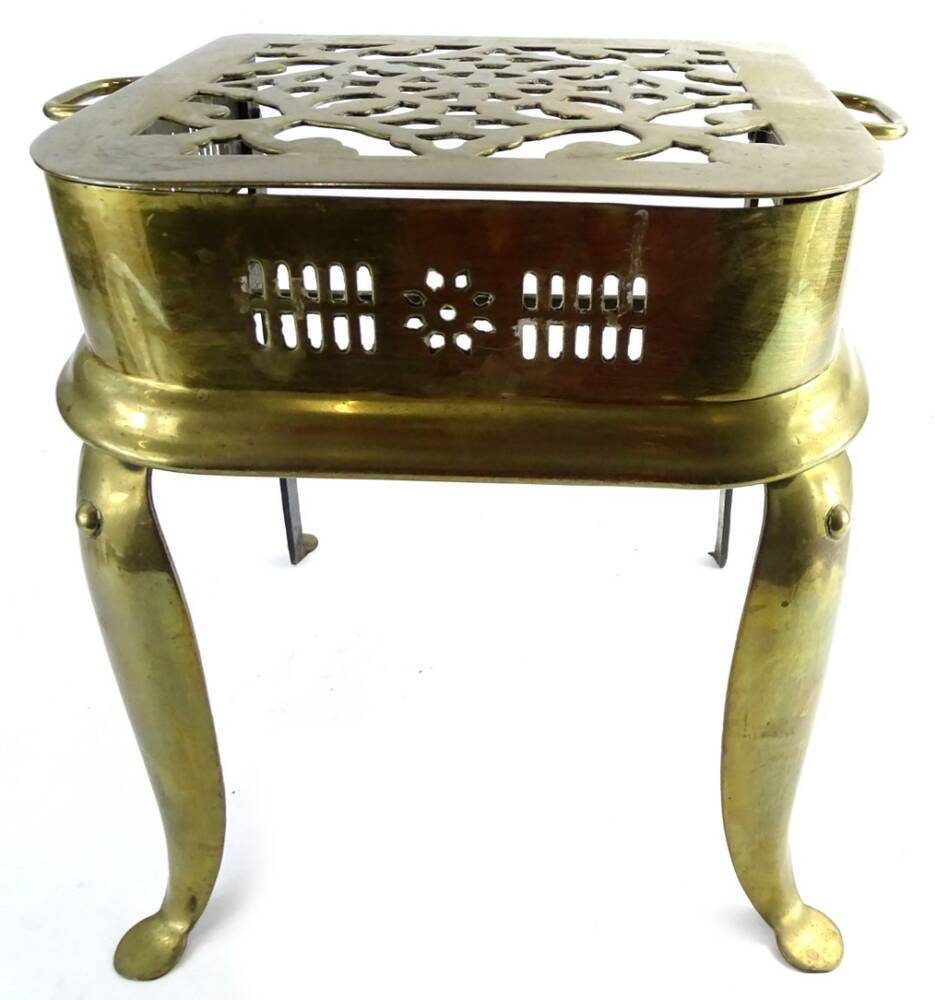 A III style brass footman, of D end form, with pierced top