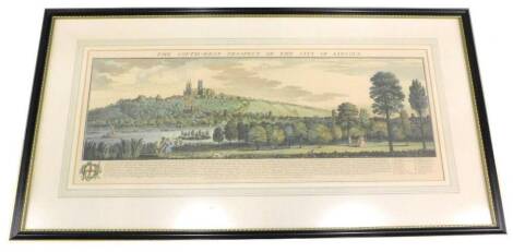 After Samuel and Nathaniel Buck. The South West Prospect of The City of Lincoln, coloured reprint, 32cm x 80cm.