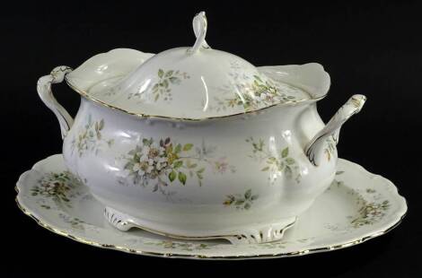 A Royal Albert Howarth pattern tureen, cover and a meat dish. (3)