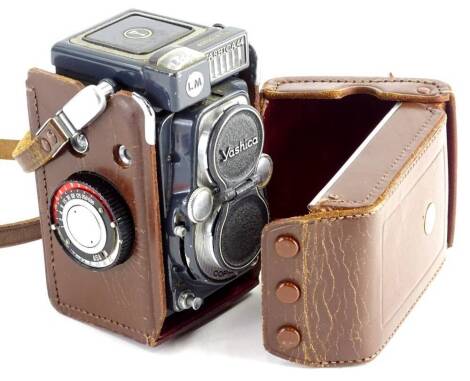 A Yashica 44 dual reflex camera, with case.