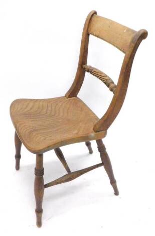 A 19thC ash and elm bar back Windsor chair, makers stamp 'S'. (AF)