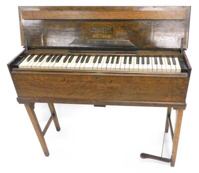 A Dulcitone portable piano, in oak case, label for Dulcitone, patentees and maker Thomas Machell and Sons, Glasgow, Scotland, supplied by Crane and Sons Limited, numbered to frame 76829, 94cm W. - 2
