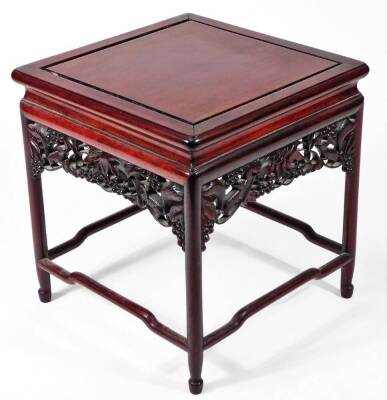 A Chinese hardwood small table or jardiniere stand, c1900, 27cm H.