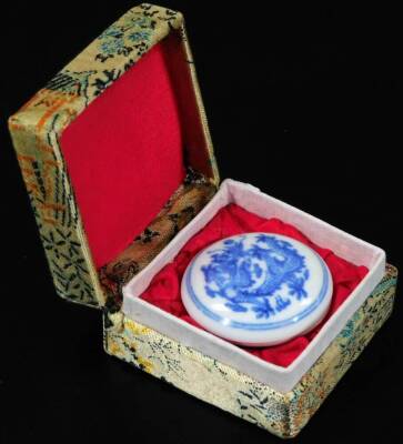 A Chinese pottery Ming style celadon vase, of hexagonal form, with circular open handles, on shaped foot, unmarked, 19cm H, various boxes, Chinese porcelain, pill box and cover, yellow glazed bowl of small proportion, highlighted with bamboo, other vacant - 10