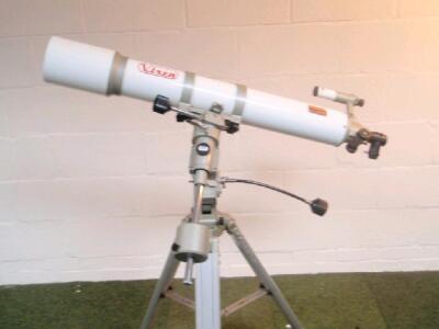 A Vixen astronomical telescope Super Polaris 102M with tripod stand