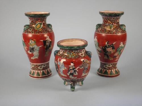 A garniture of three Japanese vases