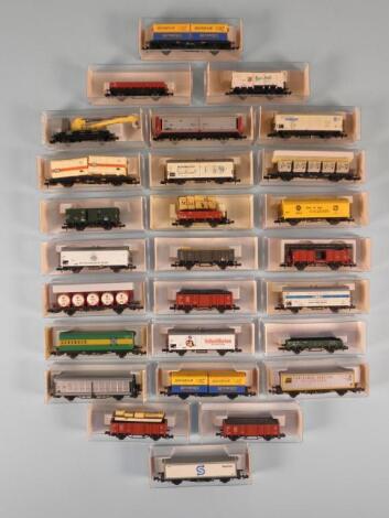 A quantity of Fleischmann N gauge goods wagons