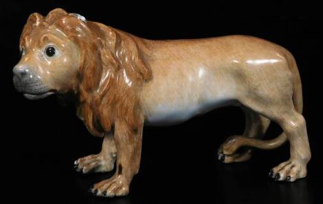 A mid 18thC Hochst porcelain lion, in standing pose, with wheel mark, 12cm H.