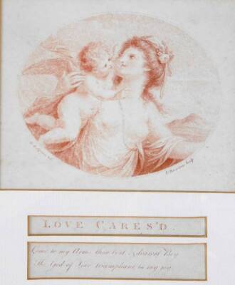 After G B Cipriani. Love Rejected, print, titled and mounted, 11cm x 13cm, another, proof engraving in small elaborate gilt wood frame. (3) - 4