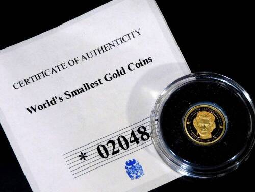 An Elizabeth II 90th Birthday gold proof Mongolian Togrog, cased with outer pouch and paperwork.