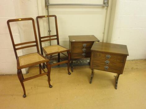 A pair of oak bedside cabinets