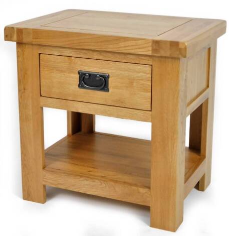 A light oak finish Wren bedside cabinet, of rectangular form with front drawer, 55cm H, 56cm W, 42cm D.