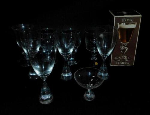 A group of Scandinavian and other drinking glasses, including Kastrup, Holmegaard, and Boda. (10)